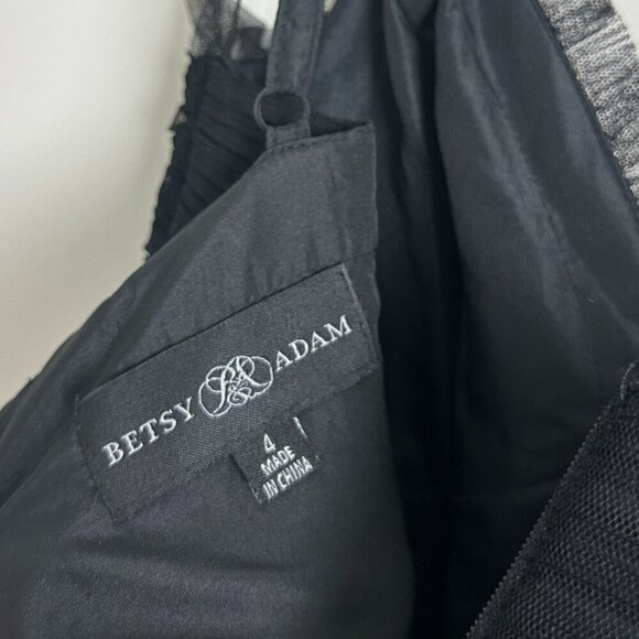 BETSY & ADAM Tiered Ruffle Tulle Gown in Black Size US 4 - Picture 6 of 13